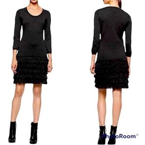 Wool fringe sweater dress